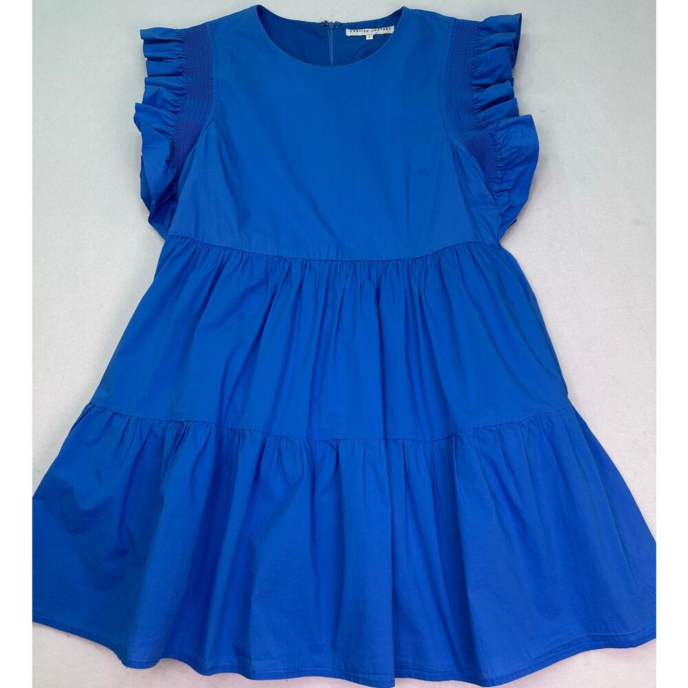 English Factory Blue Ruffled Sleeve Babydoll Mini Dress With Pockets Size Large - Picture 4 of 13